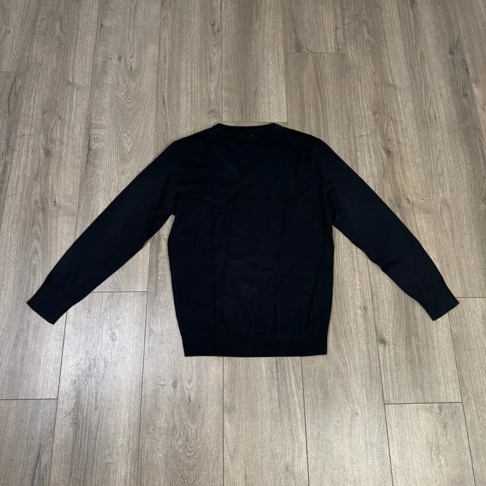 J.Crew Merino Wool V-Neck Sweater Mens S Black Long Sleeve Classic Fit Pullover